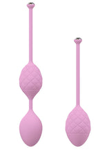 Load image into Gallery viewer, Pillow Talk Luxurious Pleasure Balls Silicone Textured Weighted Kegel BallsWith Swarovski Crystal Pink 7.99 Inch