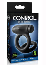 Load image into Gallery viewer, Sir Richards Control Vibe Cock And Ball Cock Ring Silicone Rechargeable Waterproof Black