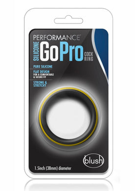 Performance Silicone Go Pro Cock Ring Black/Gold 1.5 Inch Diameter