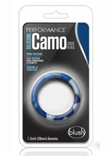 Load image into Gallery viewer, Performance Silicone Camo Cock Ring Blue Camouflage 1.5 Inch Diameter