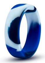 Load image into Gallery viewer, Performance Silicone Camo Cock Ring Blue Camouflage 1.5 Inch Diameter