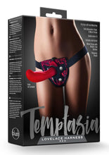 Load image into Gallery viewer, Temptasia Lovelace Harness With Vibrating Bullet Adjustable Straps Red