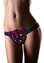 Load image into Gallery viewer, Temptasia Lovelace Harness With Vibrating Bullet Adjustable Straps Red