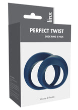 Load image into Gallery viewer, Linx Perfect Twist Cock Ring Set Silicone Waterproof Blue 2 Per Pack
