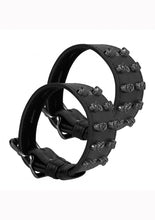 Load image into Gallery viewer, Ouch! Skulls And Bones Skull Handcuffs Leather Black