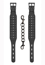 Load image into Gallery viewer, Ouch! Skulls And Bones Spiked Ankle Cuffs Leather Black