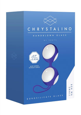 Chrystalino Ben Wa Small Borosilicate Glass Ben Wa Balls White And Blue
