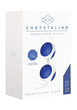 Load image into Gallery viewer, Chrystalino Ben Wa Medium Borosilicate Glass Ben Wa Balls Blue And White