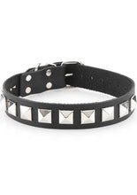 Load image into Gallery viewer, Single Strap Studded Leather Collar Black