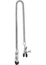 Load image into Gallery viewer, Adjustable Broad Tip Nipple Clamps With Jewel Chain Silver