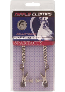 Adjustable Broad Tip Nipple Clamps With Loop And Link Chain Silver