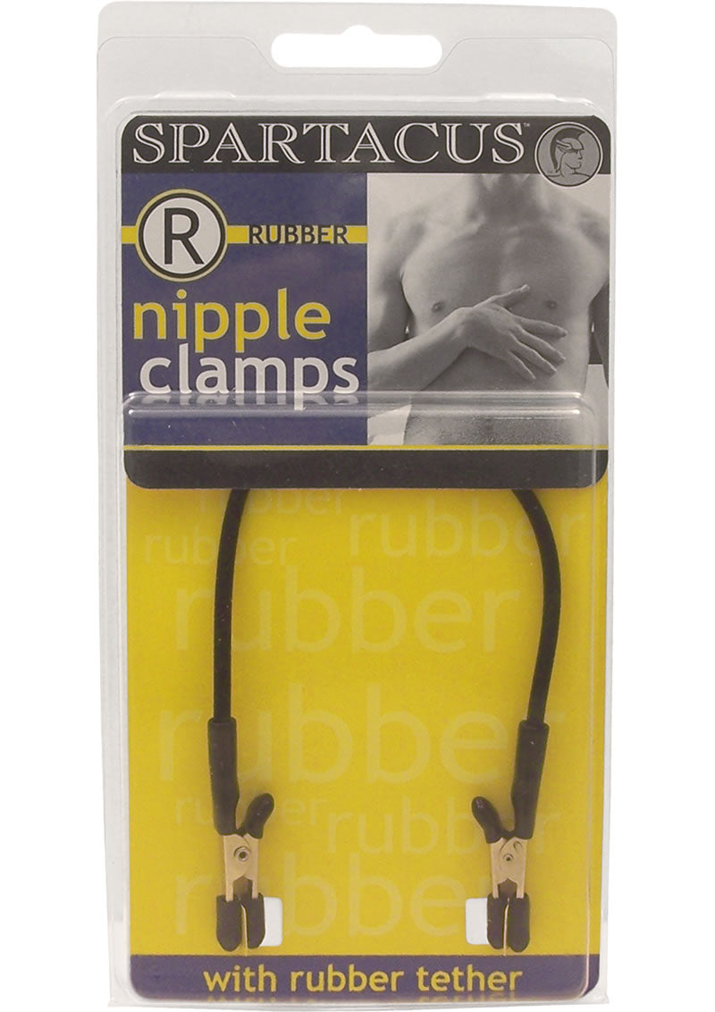 Blackline Endurance Teaser Nipple Clamps With Rubber Tether Black