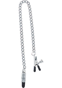 Adjustable Tapered Tip Nipple Clamps With Link Chain Silver