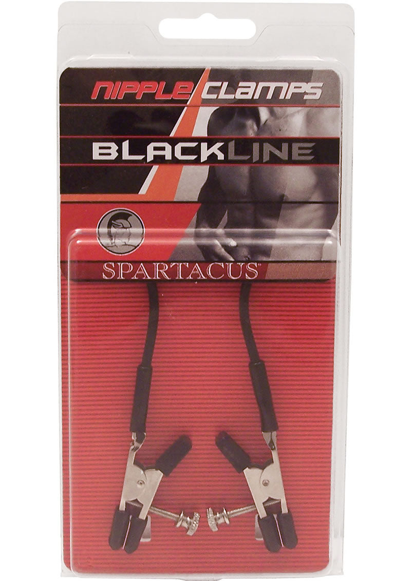 Blackline Adjustable Alligator Nipple Clamps With Rubber Tether Black