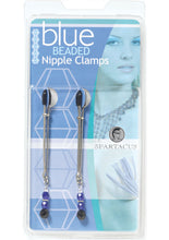 Load image into Gallery viewer, Blue Beaded Nipple Clamps With Tweezer Tip Blue