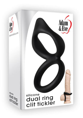 Silicone Dual Ring Clit Tickler Black Cock Ring Waterproof