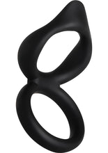 Load image into Gallery viewer, Silicone Dual Ring Clit Tickler Black Cock Ring Waterproof