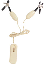 Load image into Gallery viewer, Vibrating Jumper Cable Nipple Clamps Ivory