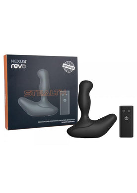 Revo  Stealth Remote Control Rechargeable Rotating Prostate Massager Silicone  Waterproof Black