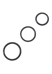 Rubber Cock Ring Set 3 Sizes Per Pack Black