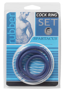 Rubber Cock Ring Set 3 Sizes Per Pack Blue