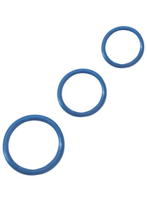 Rubber Cock Ring Set 3 Sizes Per Pack Blue