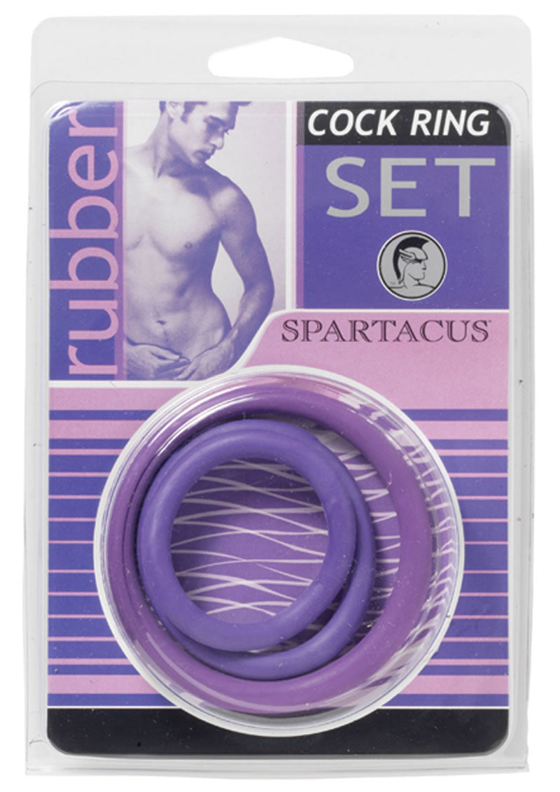 Rubber Cock Ring Set 3 Sizes Per Pack Purple