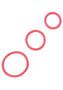 Rubber Cock Ring Set 3 Sizes Per Pack Red