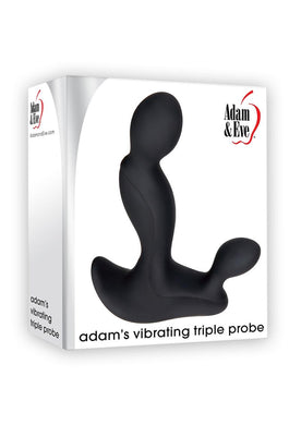 Adam and Eve Adams Vibrating Triple Probe Prostate Massager USB Rechargeable Waterproof Black