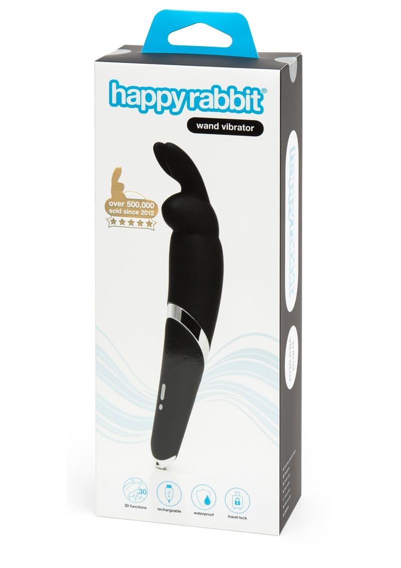 Happy Rabbit Wand Vibrator  Silicone Rechargeable Waterproof Black