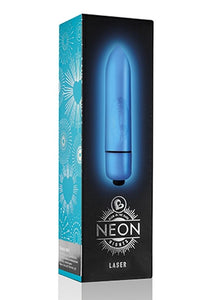 Rocks-Off  Neon Nights 80mm Laser Vibrating Bullet Multi Function Waterproof Blue