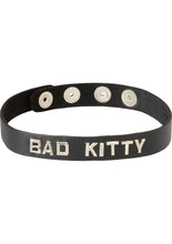 Load image into Gallery viewer, Wordband Collar Bad Kitty Black