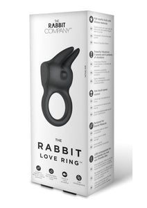 The Rabbit Love Ring Silicone Couples Ring USB Rechargeable Waterproof Black