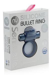 Nu Sensuelle Silicone Bullet Ring With Clit Stimulator USB Rechargeable Multi Speed Blue