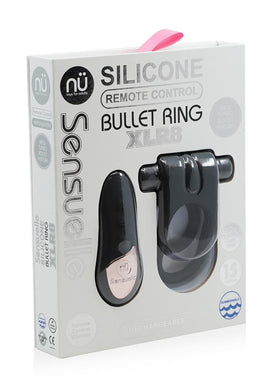 Nu Sensuelle Silicone Bullet Ring Remote Control Rechargeable Cockring Black