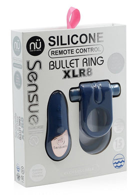 Nu Sensuelle Silicone Wireless Remote Control Bullet Ring XLR8 USB Rechargeable Waterproof Navy