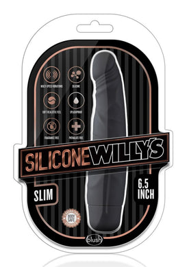 Silicone Willy`s Slim Vibrator Dildo Splashproof 6.5 Inch Black