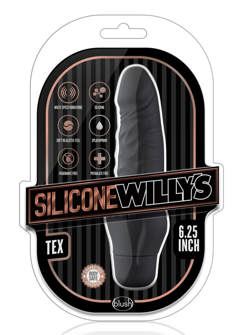 Silicone Willy`s Tex Vibrating Dildo Multi Speed Splashproof  6.25 Inch Black