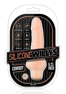 Silicone Willy`s Cowboy Vibrating Dildo Multi Speed Splashproof  6.25 Inch Flesh