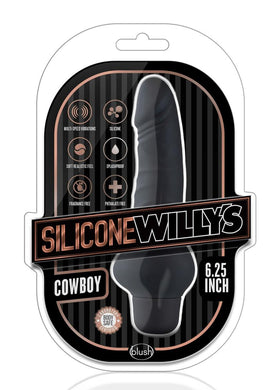 Silicone Willy`s Cowboy Vibrating Dildo Multi Speed Splashproof  6.25 Inch Black