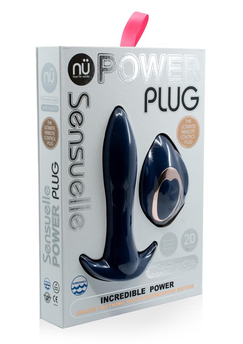 Nu Sensuelle Power Plug Remote Control Anal Plug Rechargeable Waterproof  Vibrating Blue