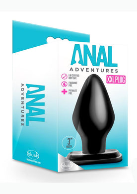 Anal Adventures  XXL Anal Plug Non Vibrating Silicone  3 Inch Width Black