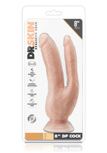 Load image into Gallery viewer, Dr Skin Realistic Dual Penetration Dildo Harness Compatible Suction Cup Base 8 Inch Flesh