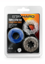 Load image into Gallery viewer, Stay Hard Triple Stretch 3 Pack Cock Rings Assorted Colors