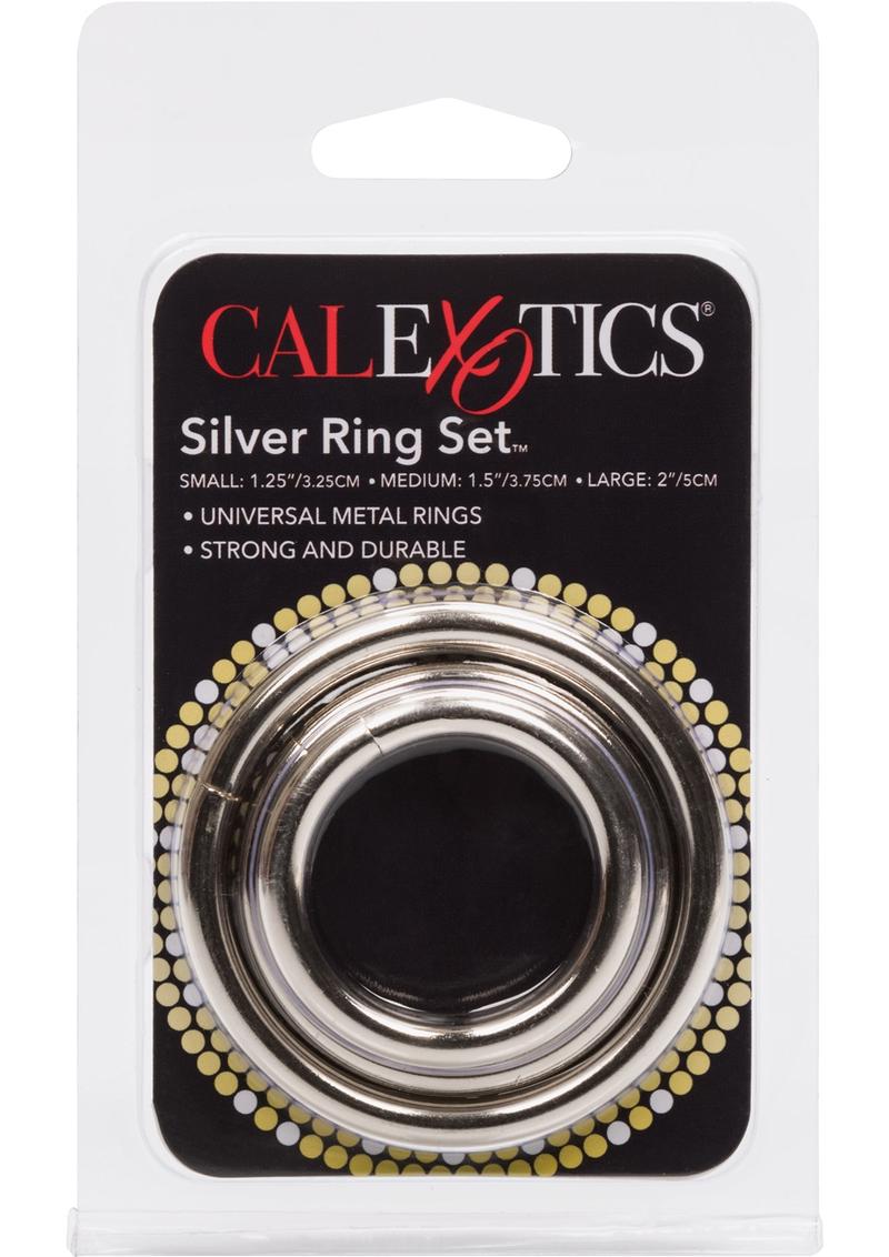 Silver Cock Rings 3 Piece Set Silver